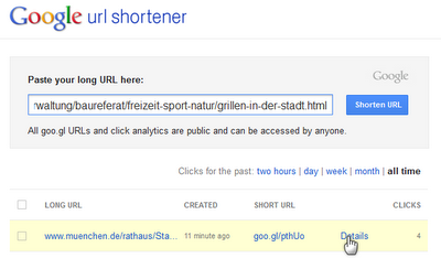 Google URL shortener - URLs merken leicht gemacht