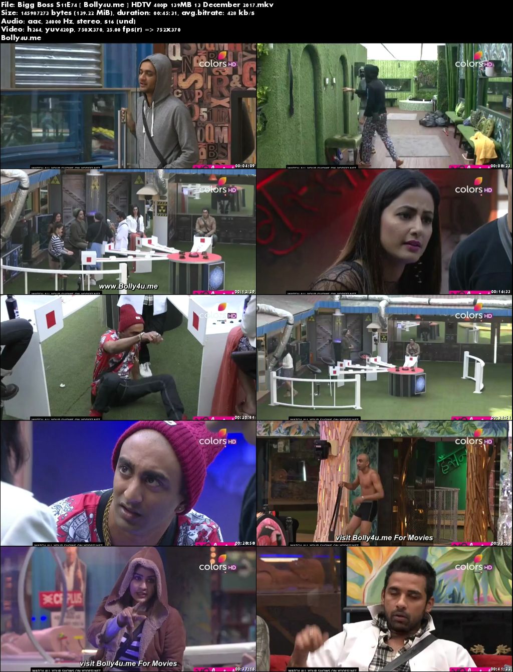 Bigg Boss S11E74 HDTV 480p 140MB 13 December 2017 Download