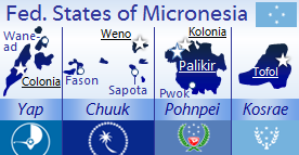 Map of the Federated States of Micronesia's four island states