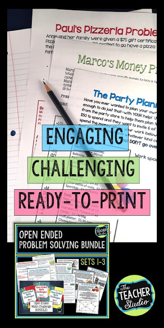 Teaching with open ended problem solving engages students! These real world math problems are perfect for whole class challenges, math centers, accountable talk, math enrichment, math discourse and more!