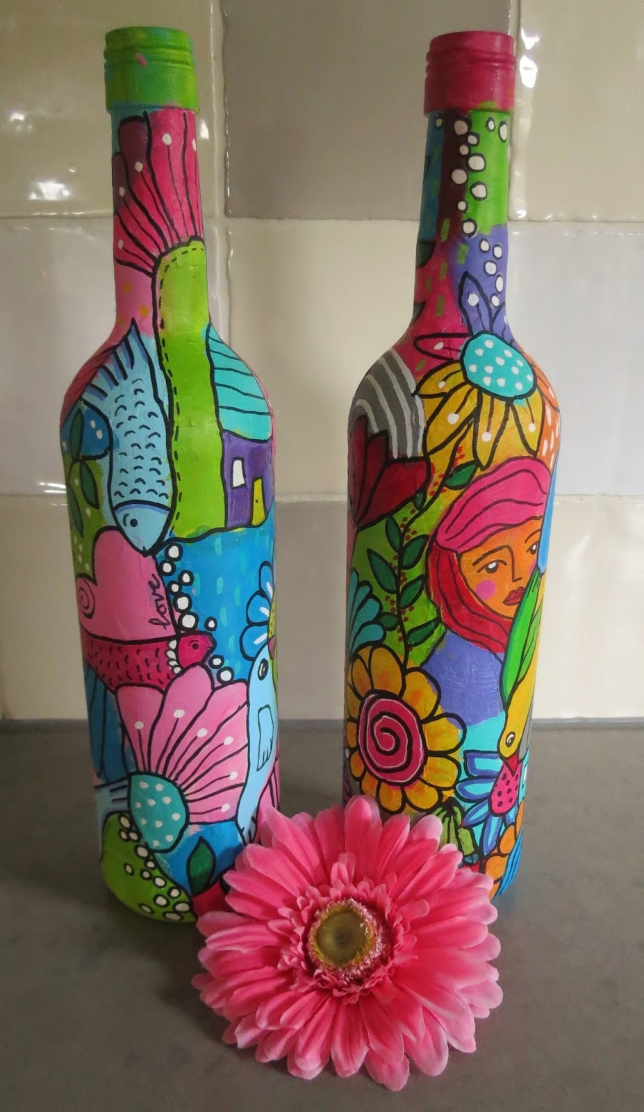 MakeArtBeHappy Painted bottles series