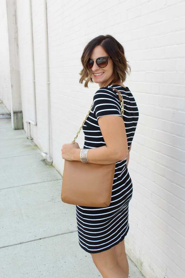 striped dress, mom style, 