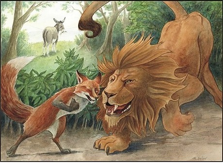 Αποτέλεσμα εικόνας για μὐθος λιοντάρι και αλεπού