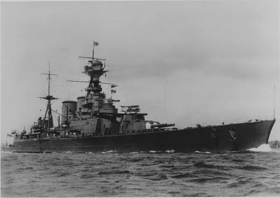 WW2 Battle of Atlantic Hunt for Bismark --photo of HMS Hood