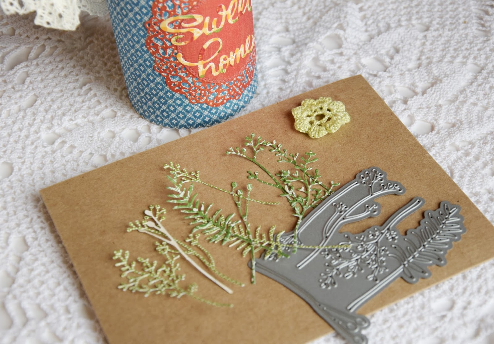 CottageBLOG Flower vase or Table organizer "Home sweet home"