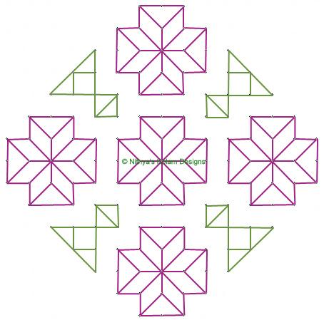 Nithya's Kolam Designs: Kolam 10: Dots Kolam 15 x 3