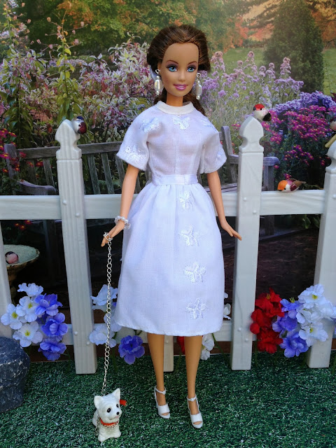 Handmade, White Barbie doll dress at www.enchantedstyles.etsy.com