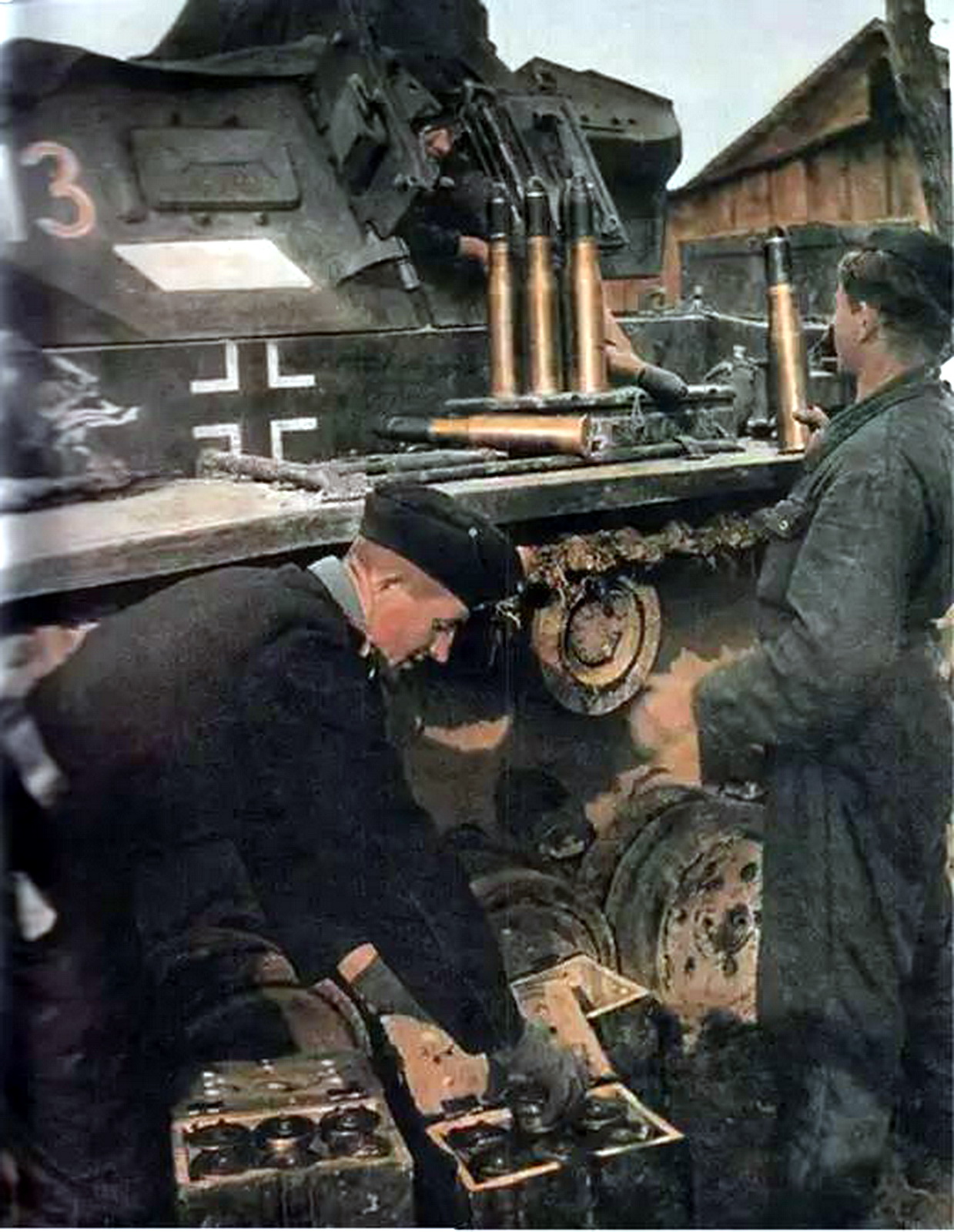 World War II in Color: German Tank Crew Loading Shells