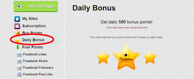 addmefast daily bonus page