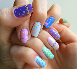 easter nail designs zig zags dots nails jenn bows stripes lots colour