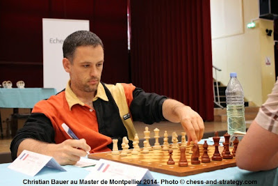 Le GMI Christian Bauer (2649), 2e Elo du tournoi a maté Eric Prié lors de la ronde 5 du Master de Montpellier 2014 - Photo © Chess & Strategy