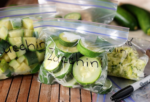 Zucchini Packaged for Freezing Image