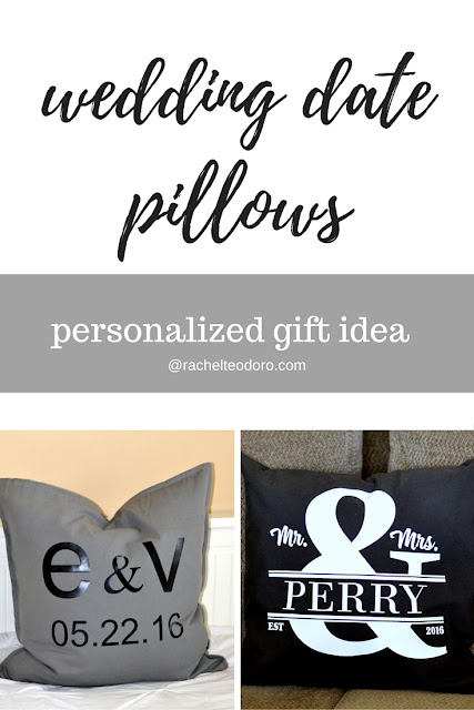 Wedding date pillows a personalized wedding gift idea using the silhouette cameo and experssions heat transfer vinyl