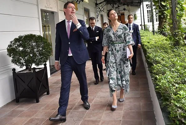 Crown Princess Victoria in Ida Sjostedt govn, Camilla Thulin floral dress and Rodebjer print dress. President Dang Thi Ngoc Thinh