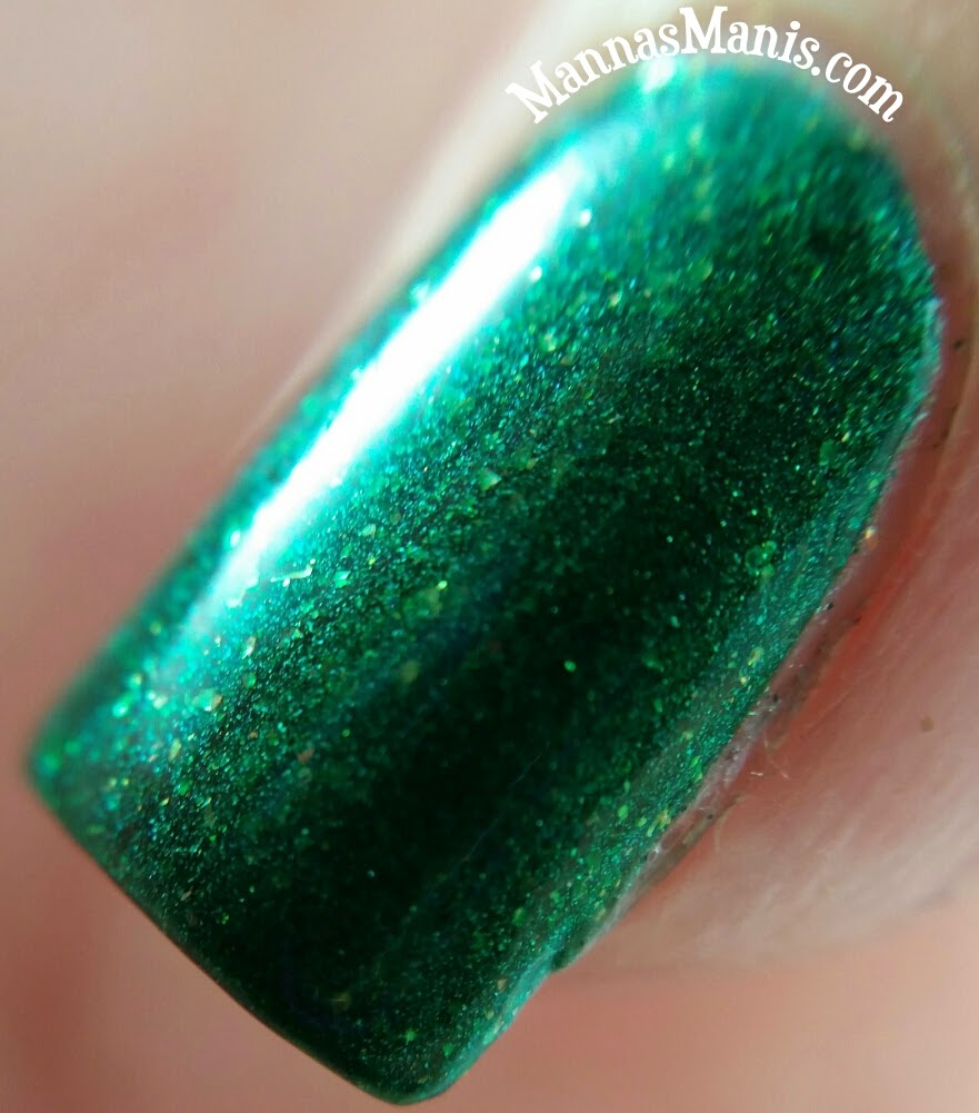 fingerpaints ball gown glamour, a green shimmer nail polish