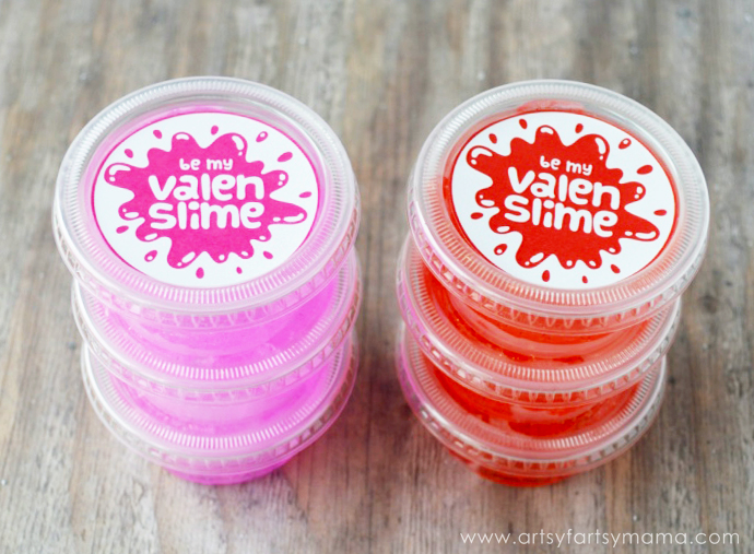 Free Printable Valentine Valenslime Labels at artsyfartsymama.com