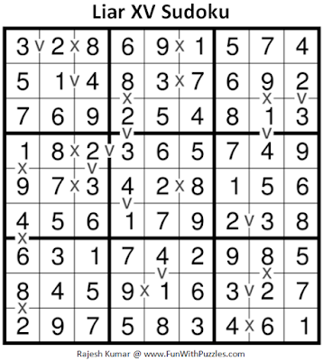 Liar XV Sudoku (Fun With Sudoku #223) Puzzle Answer