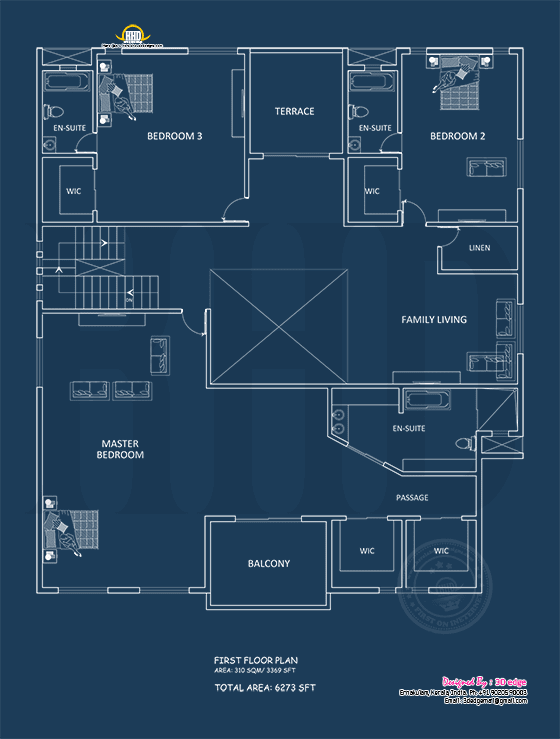 Blueprint of first floor plan