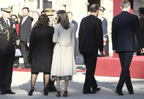Queen Letizia wore Massimo Dutti snakeskin print dress with tie belt
