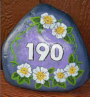 painted rocks, address, rock painting, home, garden
