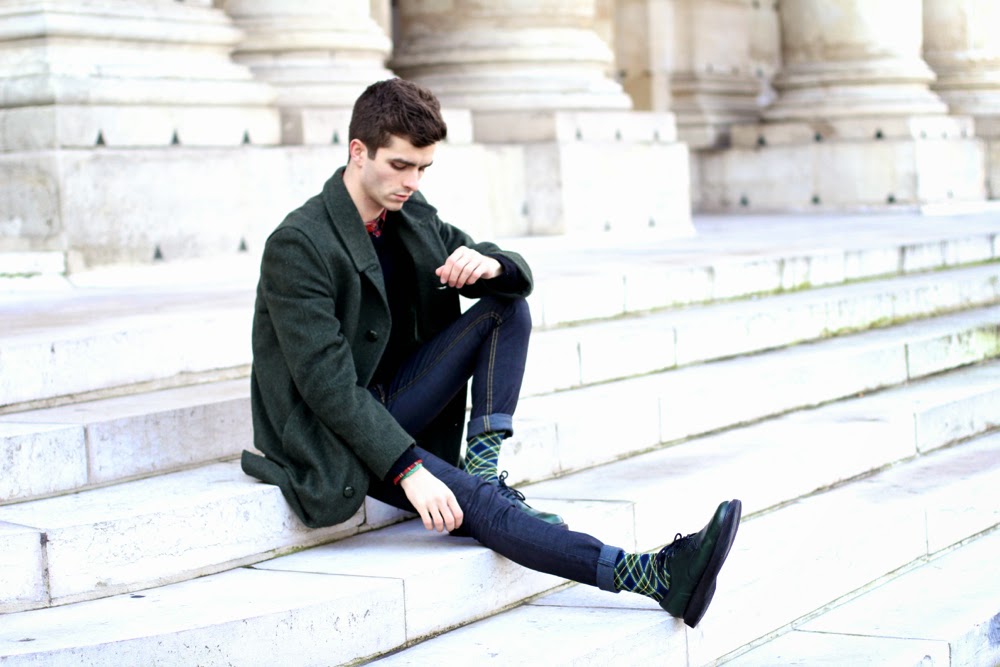 LODEN-Tartan-chemise-UNiqlo-Cheapmonday-skinny-Carreaux-chaussettes-royalties-Churchs-chaussures-vertes-cachemire-pull-Jcrew-Ursul-bracelet-cuir-BLog-Mode-Homme-Paris-Mensfashion1