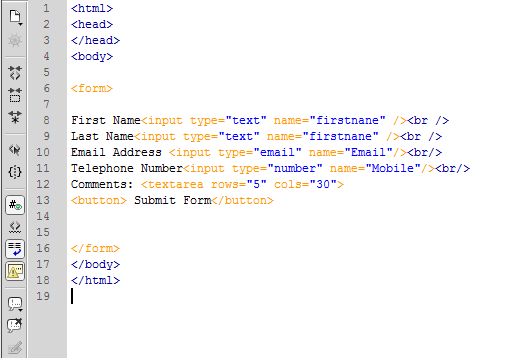 Makers Of The Web: Html Simple Registration Form.