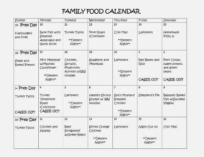 Fitness with FitCassie: Monthly Food Calendar! :-)