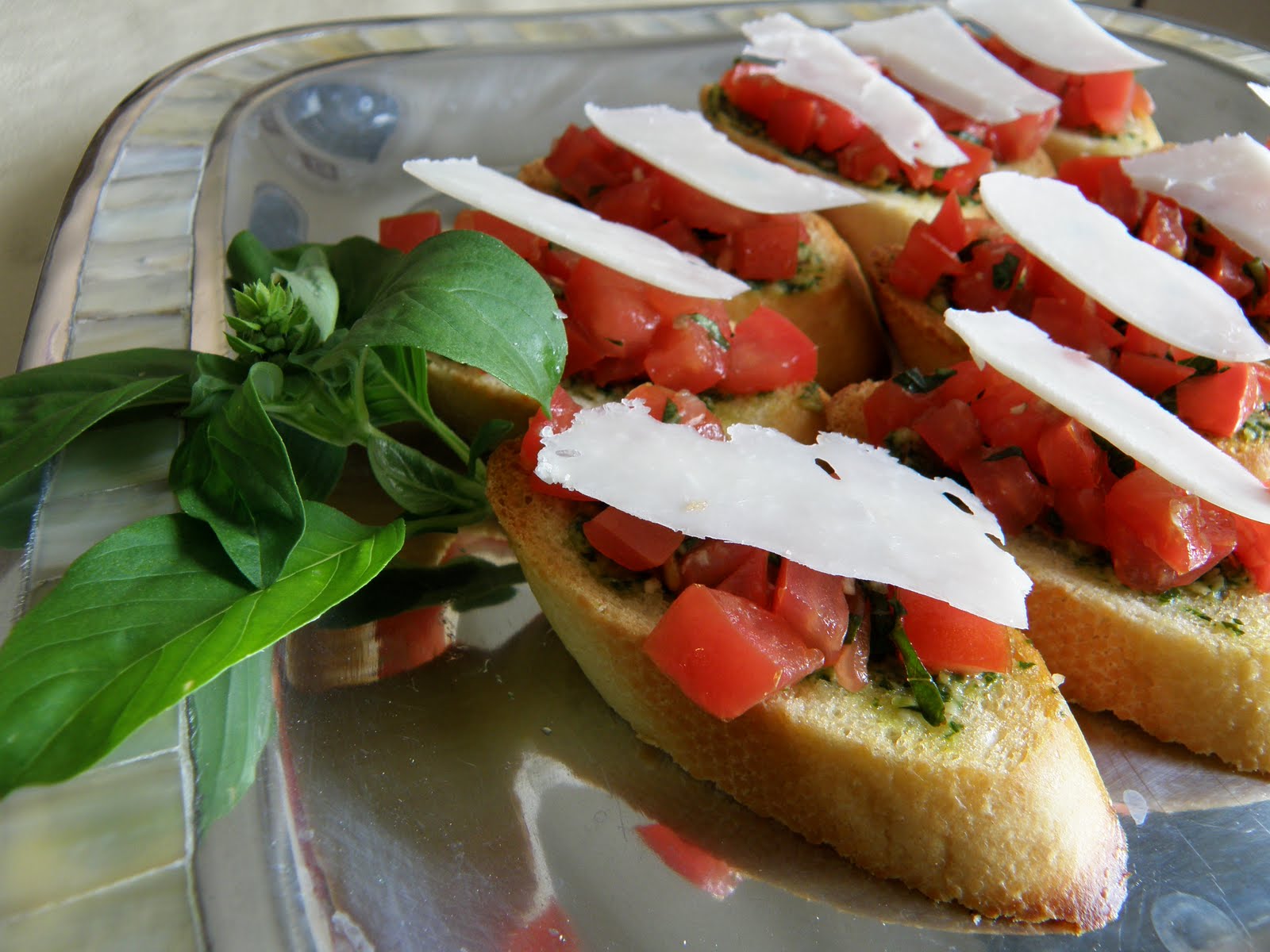 Kim's Concoctions Bruschetta with Basil Pesto, Fresh Tomatoes, and