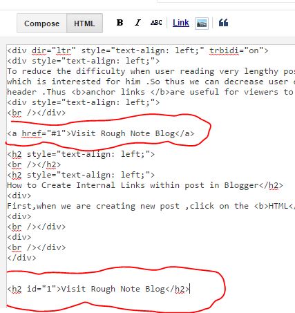 How To Create Internal Links Within Post In Blogger