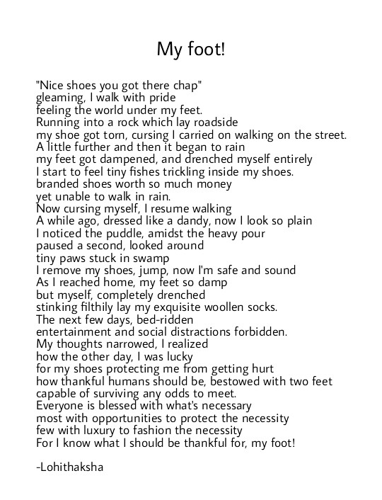 Lohithaksha A poem My foot!