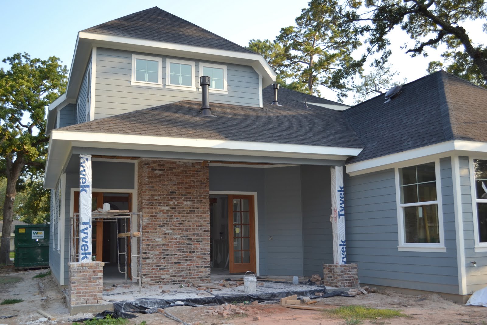 alwais on: sheetrock done and brick almost done,
