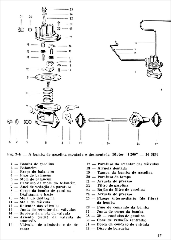 VW Fusca Brasil: Bomba de gasolina - Motor 1200