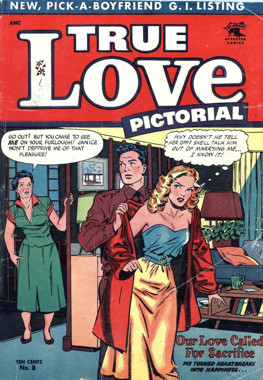 Matt Baker golden age 1950s romance comic book cover - True Love Pictorial #8