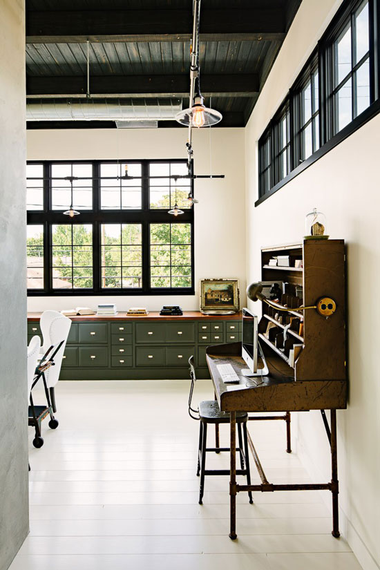 Elegant Industrial Loft Home Office