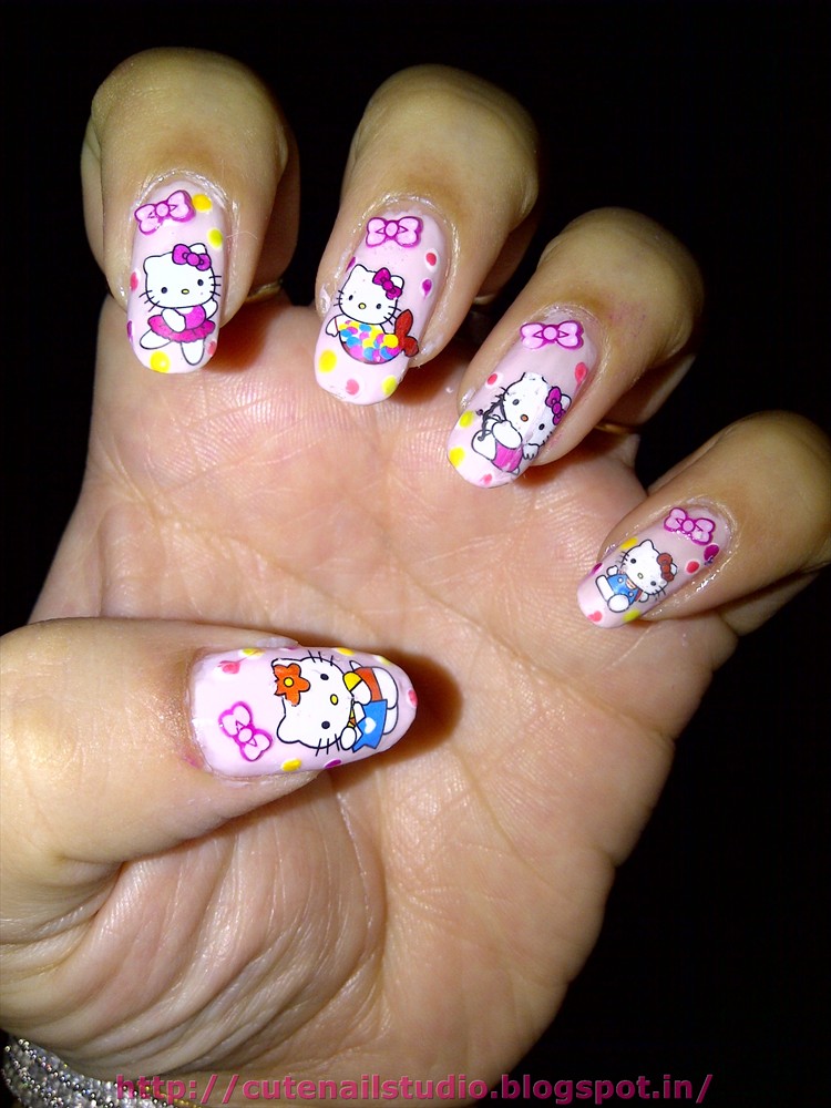 Cute nails: Hello kitty nail art :water decals