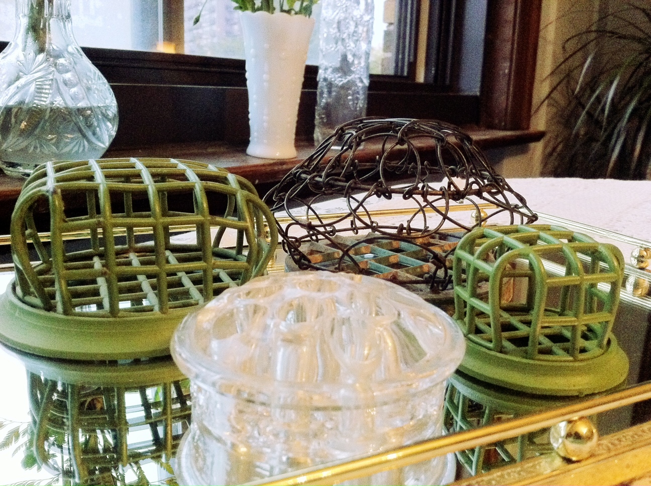 Lady Jane's Treasure Trove *SOLD* Set of four vintage flower frogs 20