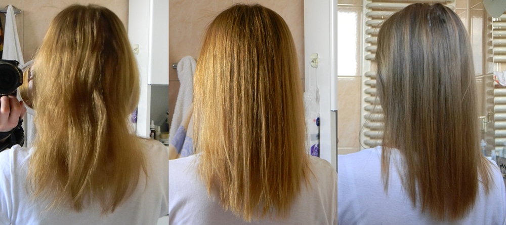 Znalezione obrazy dla zapytania: olej rycynowy na włosy przed i po