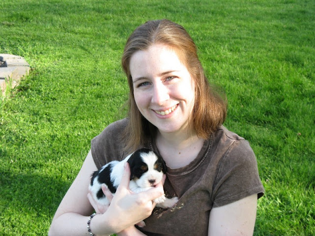 Rachel and an English Springer Spaniel puppy