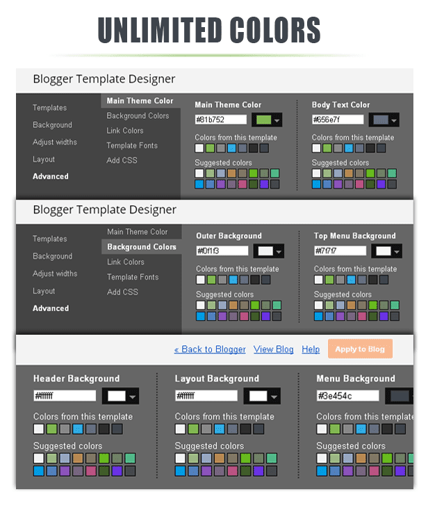 True Mag Unlimited colors option in template designer
