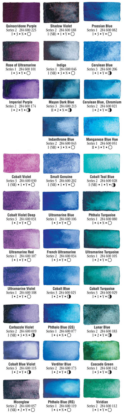 ダニエルスミス透明水彩絵具と買えるお店のカラーチャート｜透明水彩絵具と水彩紙スケッチブックの種類