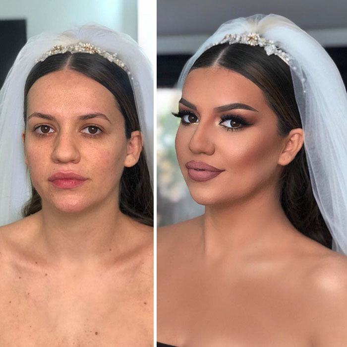 11 Pictures Captured Before And After Brides Got Their Wedding Makeup