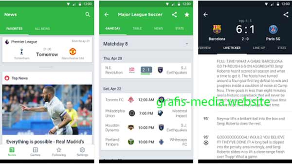 6 Aplikasi Live Score Android Dan Berita Bola