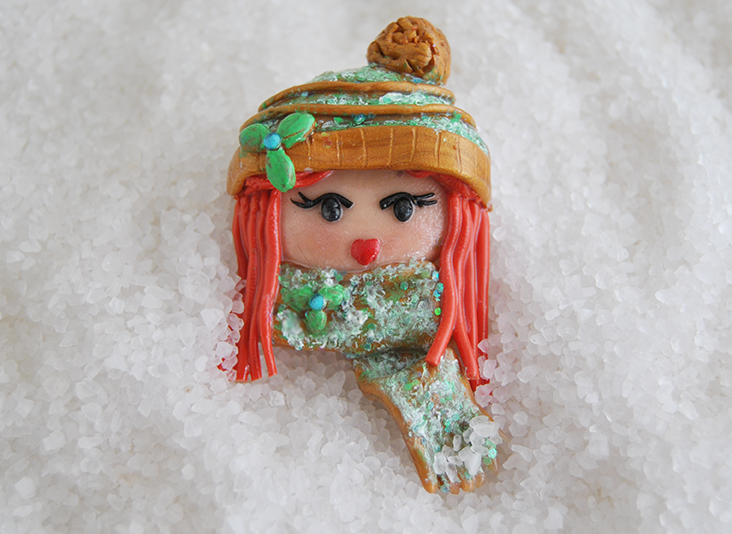 Broche Elena de la colección bufandas de arcilla polimérica (Fimo)