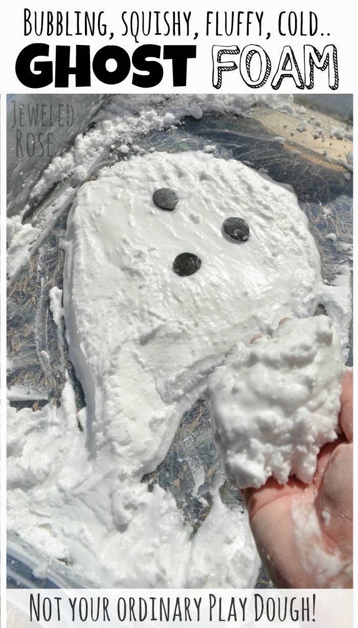Ghost Foam- bubbling, squishy, mold-able, naturally COLD foam.  Kids get to play ghost busters and make the ghosts they form disappear right before their eyes.  Seriously COOL!