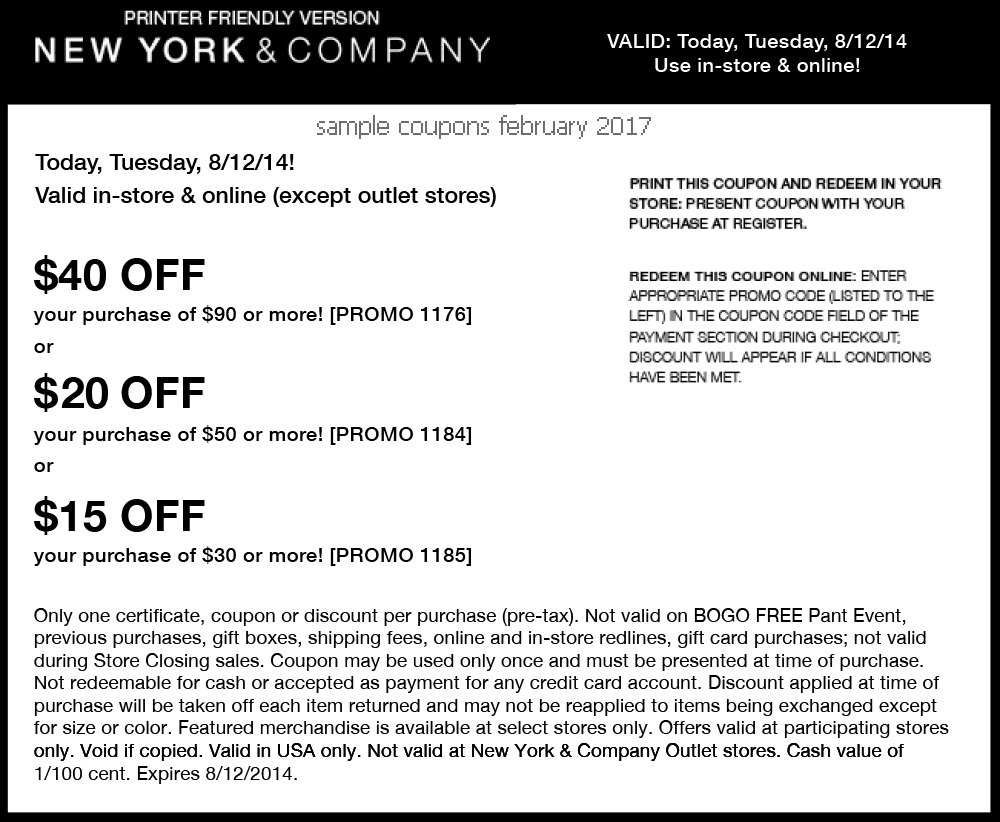 Printable Coupons 2021 New York And Company Coupons