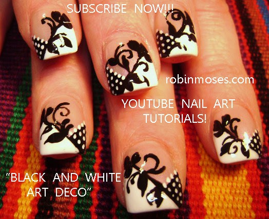 Nail Art by Robin Moses: cuban french nail, louis vuitton nail art design,  pink and white flower nail art design, art deco black and white nail art  design