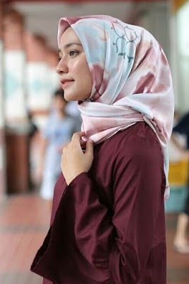 jilbab satin segi 4 murah