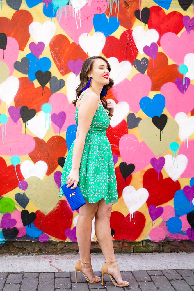 Krista Robertson, Covering the Bases,Travel Blog, NYC Blog, Preppy Blog, Style, Fashion Blog, Travel, Fashion, Style, Spring Fashion, Summer Dresses, What to wear to a wedding, Green Dresses, Lace Dresses, Bright Color Dresses, NYC Heart Wall, Heart Mural in East Village