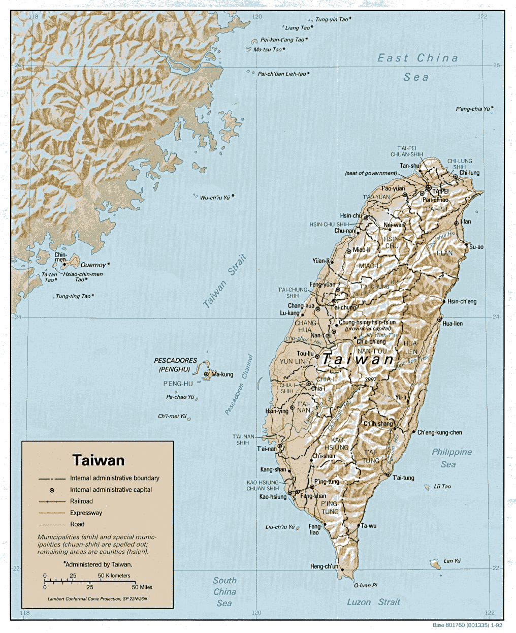 TAIWAN - GEOGRAPHICAL MAPS OF TAIWAN
