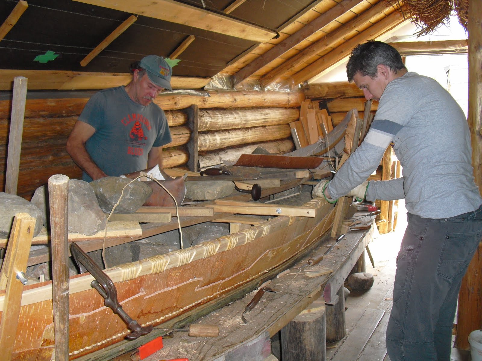Making of the birch bark canoe Putting all the pieces together